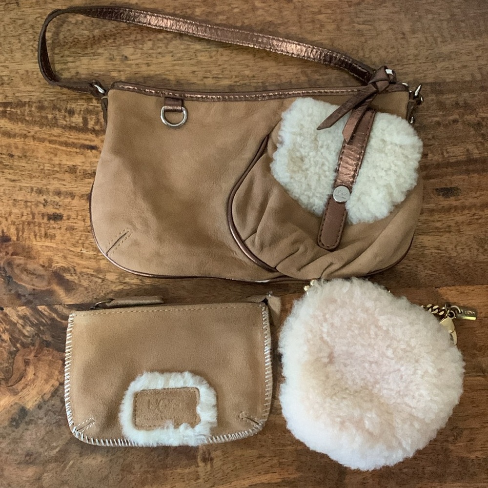 Ugg x3 Brown Suede Women's wristlet and keychains
